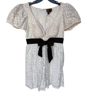 Tracy Reese Plenty Frock! Little White Babydoll Dress w Lace Fairy Coquette sz 8